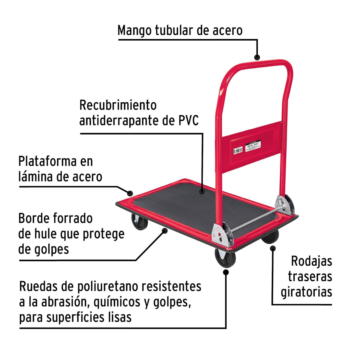 Fiero DIA-150P, Carro de Carga Plegable Tipo Plataforma, 150 kg