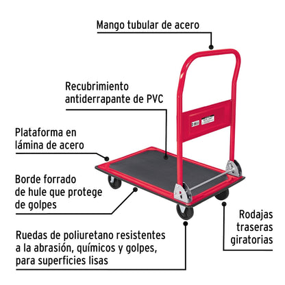 Fiero DIA-150P, Carro de Carga Plegable Tipo Plataforma, 150 kg