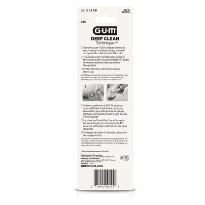 GUM Technique Deep Clean cepillo para polvo de dientes – Cabeza compacta, cepillos de dientes suaves para adultos con cerdas suaves sensibles, 3 unidades