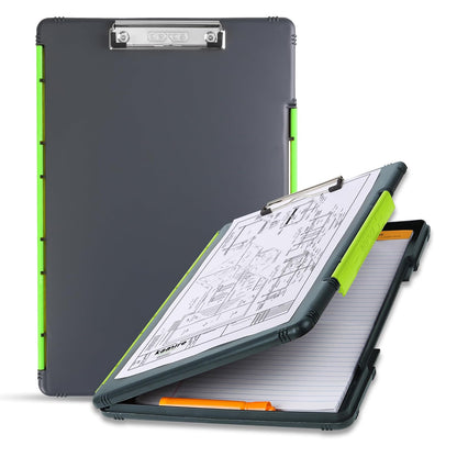 Dexas portapapeles de tamaño Legal para Almacenamiento, Gris con Clip Amarillo, Gris, Verde (Gray with Green Clip), 1