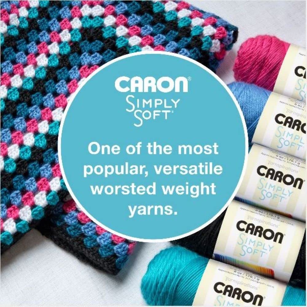 Caron Simply - Hilo gris emplumado suave - Paquete de 3 unidades de 170 g/6 oz - Acrílico - 4 Medianos (Worsted) - 315 yardas - Tejer/Crochet
