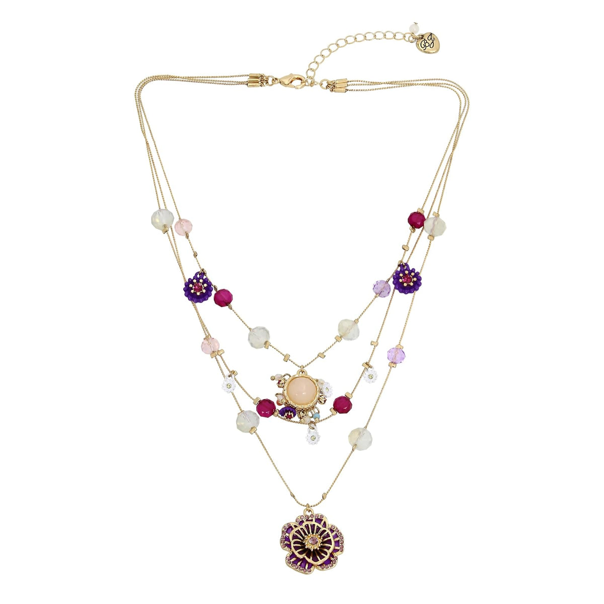 Betsey Johnson - Collar con dije de mariposa para mujer - Colgantes de flores morado - dorado - Talla única