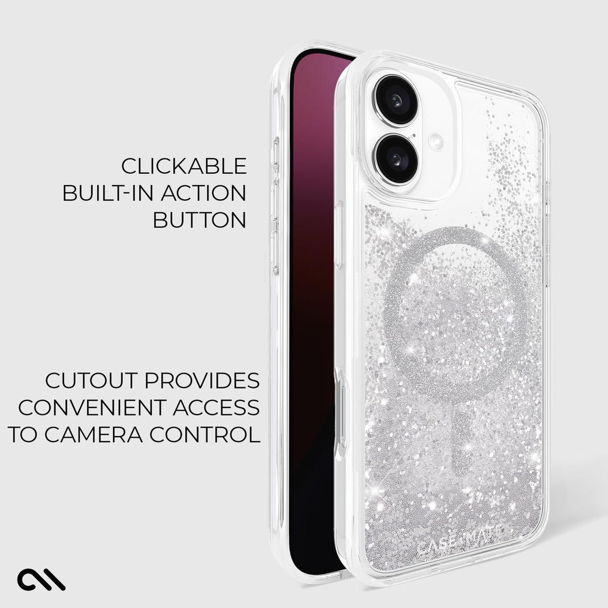 Case-Mate - Funda para iPhone 16 Plus [Compatible con MagSafe] - Funda para teléfono con Purpurina líquida Brillante con protección contra caídas de 12 pies, Cubierta magnética Premium para iPhone 16