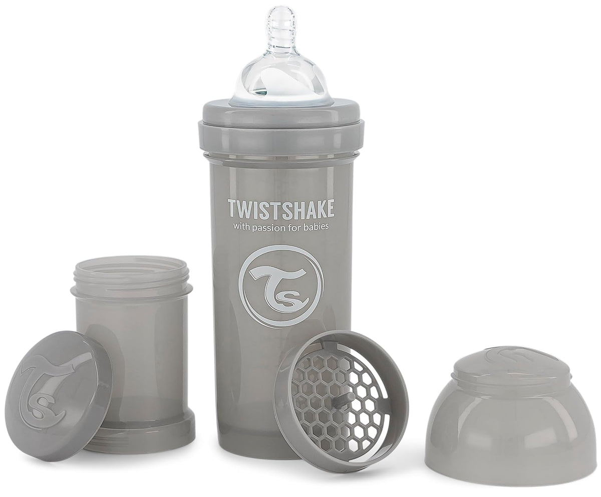 Twistshake Biberón Anticólicos de 260 ml | Tetina de Silicona Similar al Pecho | Mamila de Flujo Medio 2+ Meses | Hecho de Plástico Libre de BPA | Ideal para Lactancia Normal | Piezas Intercambiables