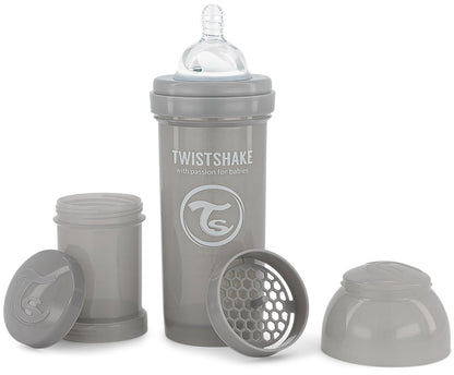 Twistshake Biberón Anticólicos de 260 ml | Tetina de Silicona Similar al Pecho | Mamila de Flujo Medio 2+ Meses | Hecho de Plástico Libre de BPA | Ideal para Lactancia Normal | Piezas Intercambiables