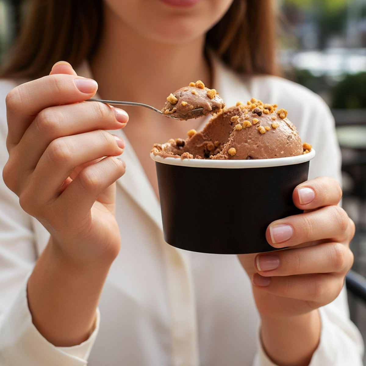 Restaurantware 200-CT Disposable Ice Cream Cups, Coppetta Small Hot and Cold To Go Cups, Black, 3 oz