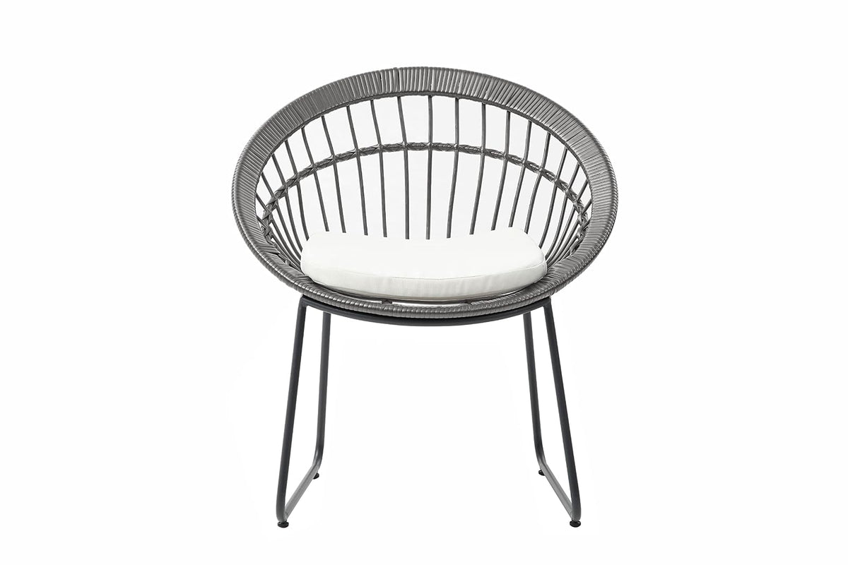 Alterego Silla de Exterior Paros, Ratán sintético con armazon de Acero, Color Gris