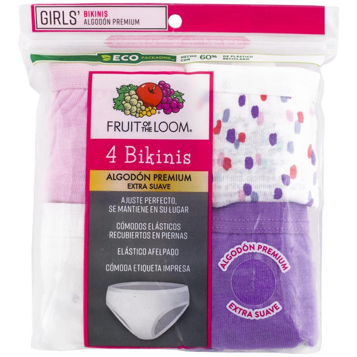 Fruit of The Loom Moderno Bikini Estilo Ropa Interior Niñas