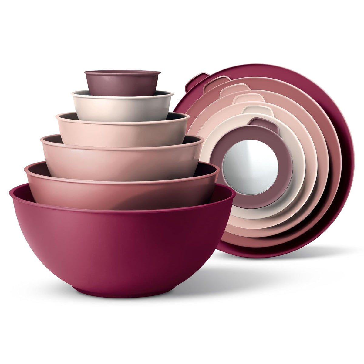 Cook with Color Juego de Cuencos de Acero Inoxidable con Tapas, 12 Piezas - Tapa Rosa TPR