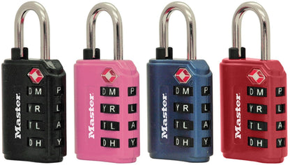Master Lock 4691DWD TSA - Candado de combinación de contraseña para establecer su propia contraseña, color variará, 1 pieza