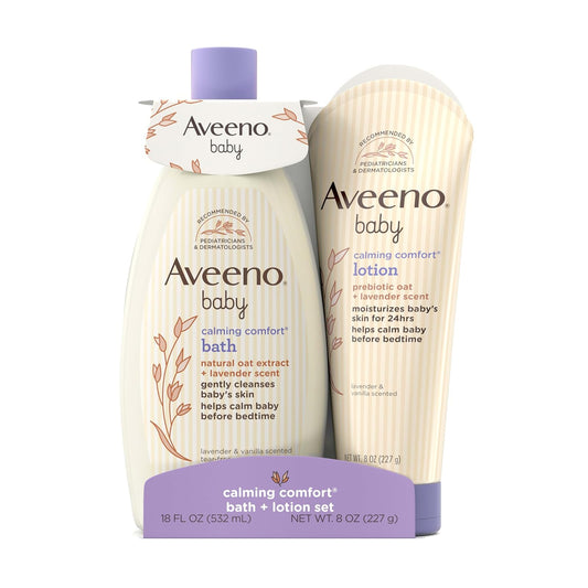Aveeno Baby Calming Comfort Bath + Lotion Set, Baby Skin Care Products, 2 Items
