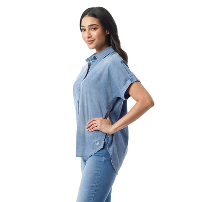 Gloria Vanderbilt Daisy - Camisa de Manga Corta con Botones para Mujer