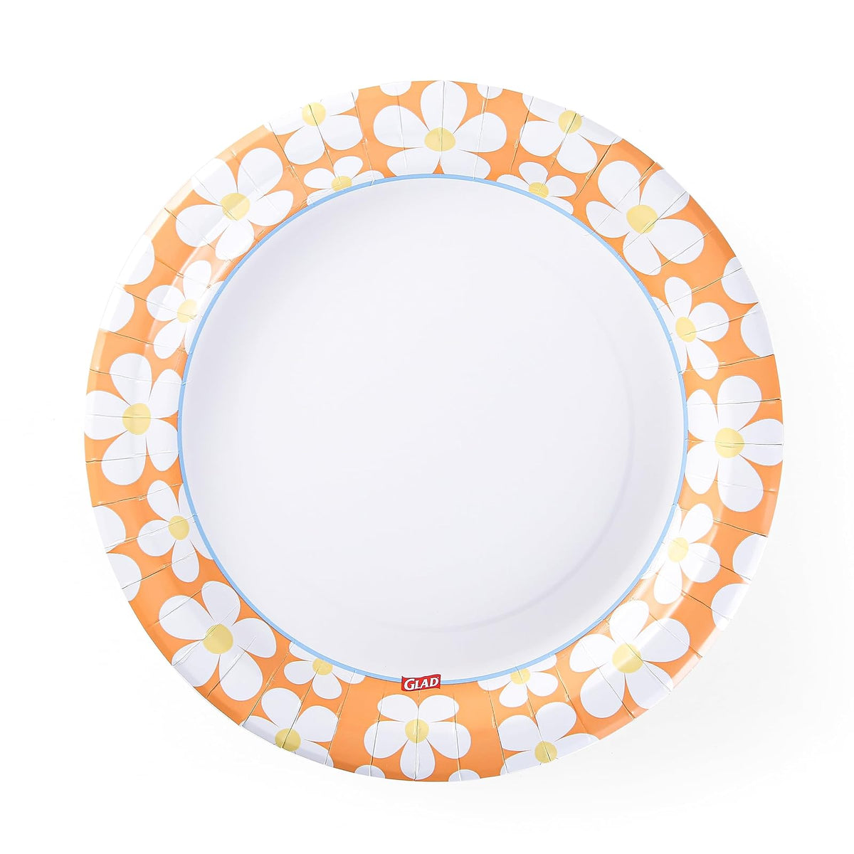 Glad Everyday - Platos de papel desechables redondos con diseño de margaritas ranuradas, resistentes a los cortes, platos de papel microondas para todos los alimentos y uso diario, 10 pulgadas, 58