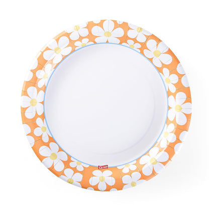Glad Everyday - Platos de papel desechables redondos con diseño de margaritas ranuradas, resistentes a los cortes, platos de papel microondas para todos los alimentos y uso diario, 10 pulgadas, 58