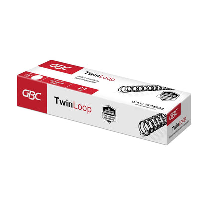 GBC Arillo Metálico Twin Loop 2:1-3/4" para Engargolar, Color Negro, Paquete con 20 Piezas. P7236