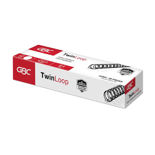 GBC Arillo Metálico Twin Loop 2:1-3/4" para Engargolar, Color Negro, Paquete con 20 Piezas. P7236