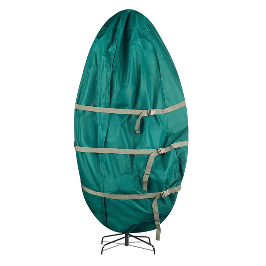 Tiny Tim Totes - Bolsa de almacenamiento para árbol de Navidad con cierre vertical para árboles artificiales de 9 pies con correas de hebilla y cincha (verde)
