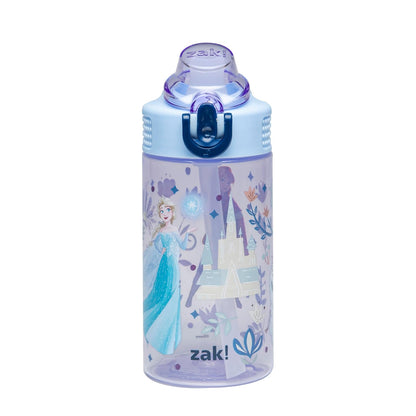 Zak Designs Botella de Agua Infantil de Plástico con Popote - 0.5 Litros - Disney Frozen (Anna, Elsa, Olaf)