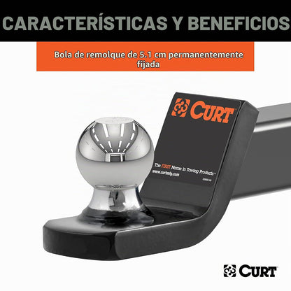Curt Fusion Soporte de Enganche para Remolque con Bola y Pasádor de 2 in 45134, Negro