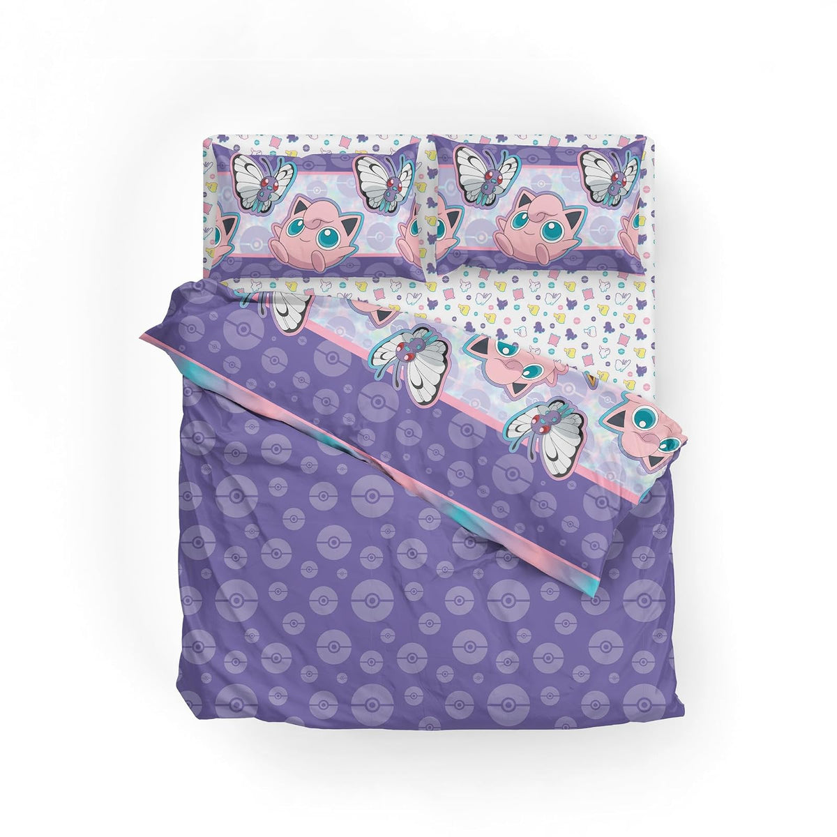 Northwest Pokemon Juego de Cama de tamaño Completo en una Bolsa, Ropa de Cama de Anime para niños, Mantas para niños y niñas, Batalla amistosa