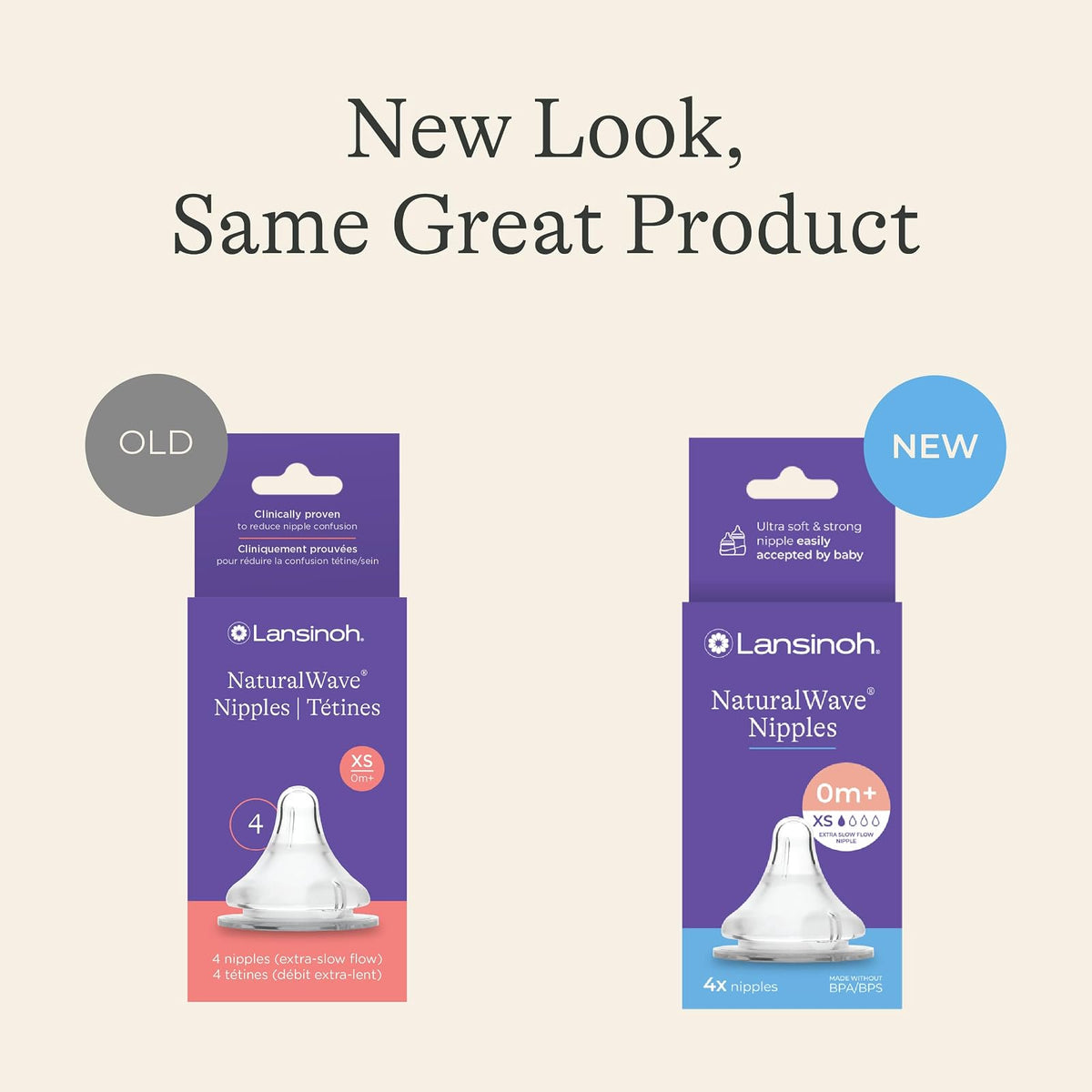 Lansinoh NaturalWave - Pezones para biberón, flujo rápido (F), 4 unidades | Más de 6 meses, 100% silicona suave y duradera, fabricada sin BPA BPS, anticólico, apoya la boca y los dientes del bebé en