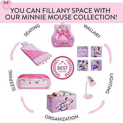 Idea Nuova Disney Minnie Mouse - Tapete de Siesta para niños pequeños con Almohada integrada, tapete Acolchado súper Suave para niños, 26 x 46 Pulgadas, diseño Enrollable Todo en uno, Multicolor