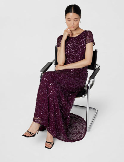 Adrianna Papell Vestido de Manga Corta con Lentejuelas. Vestido para Mujer
