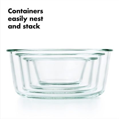 OXO Good Grips 1 cup SNAP Leakproof Glass Round Food Storage Container | Tapa a prueba de fugas, apta para congelador a horno, ideal para laterales, aperitivos, inmersiones, porciones