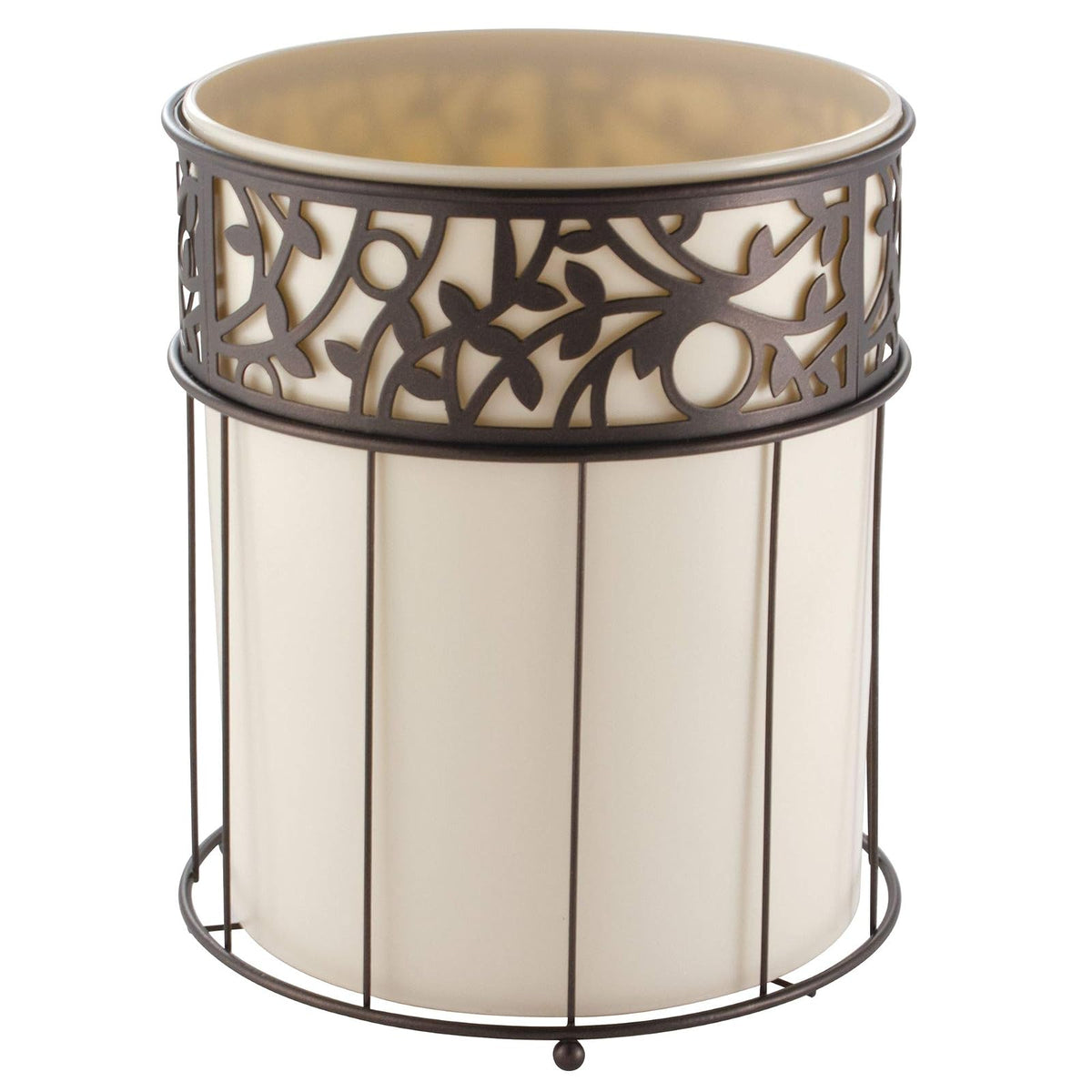 InterDesign Vine Waste Can, Vanilla/Bronze