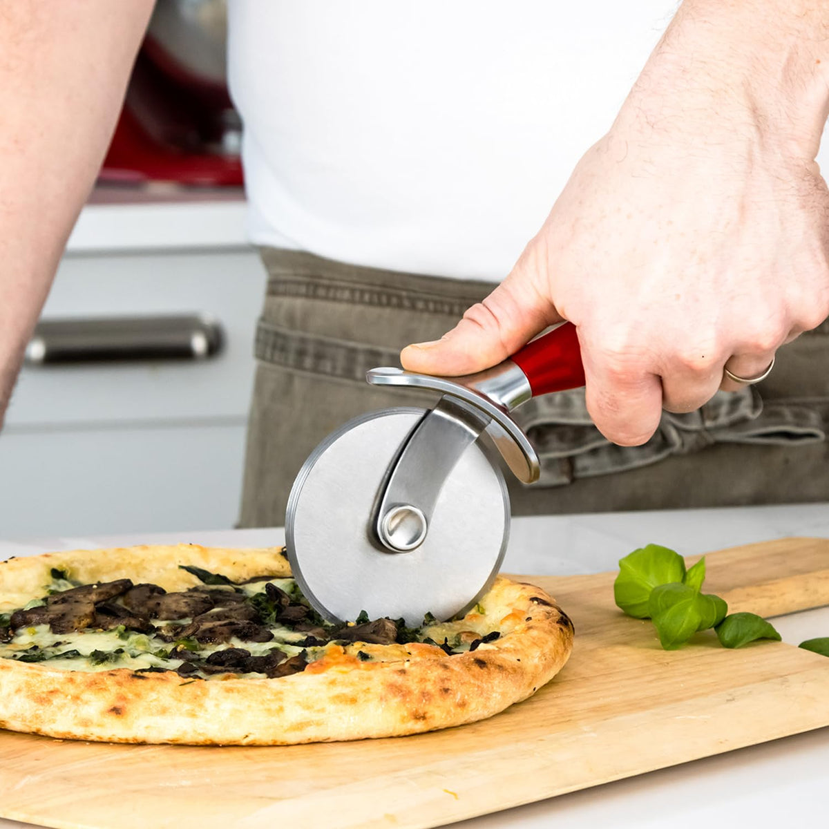 KitchenAid Empire Red Cortador de Pizza Profesional con Rueda de Acero Inoxidable