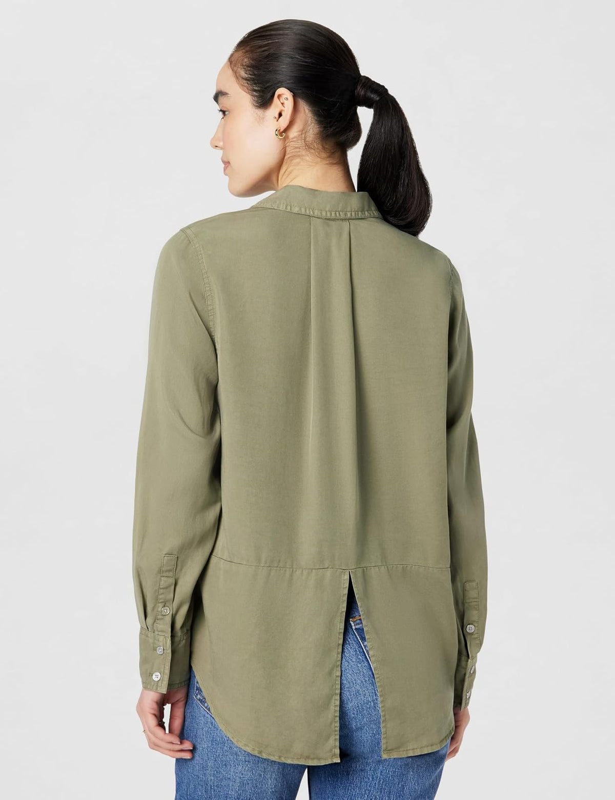 DKNY - Playera de Manga Larga Dividida para Mujer