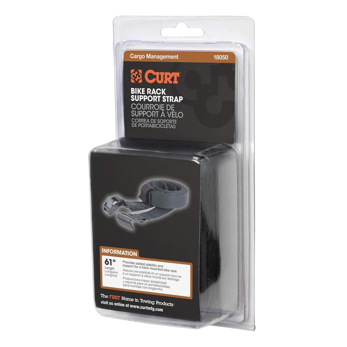 CURT Correa de Soporte para Portabicicletas 18050, 61 in, Negro