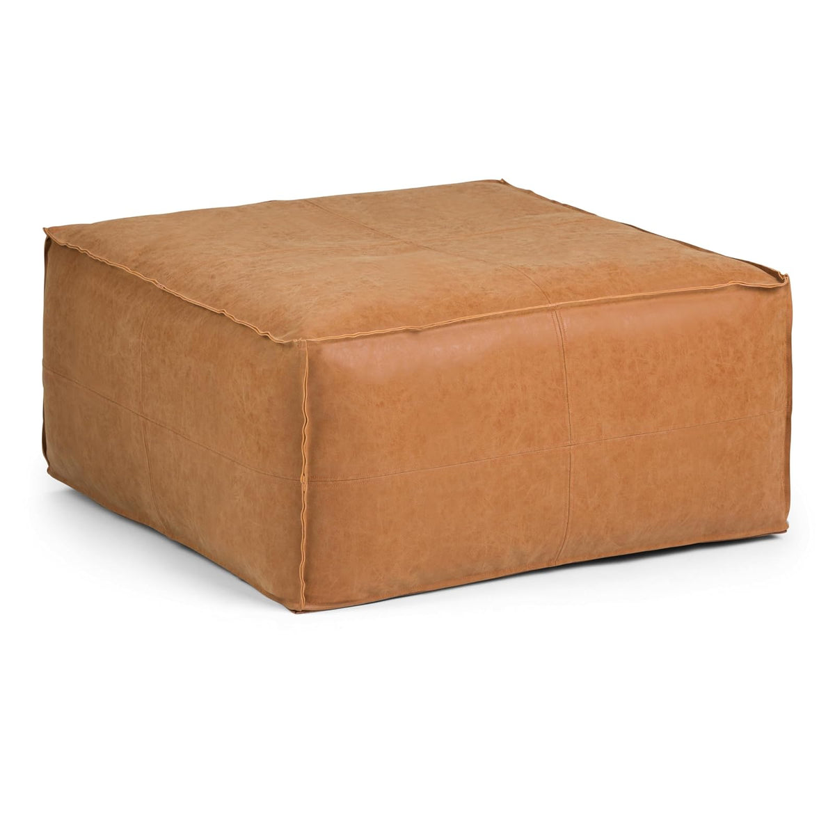 SIMPLIHOME Brody - Mesa de Centro Cuadrada Grande de 30 Pulgadas de Ancho, Color café Envejecido, otomana de Piel sintética Vegana, reposapiés o Asientos adicionales para Sala de Estar, montado