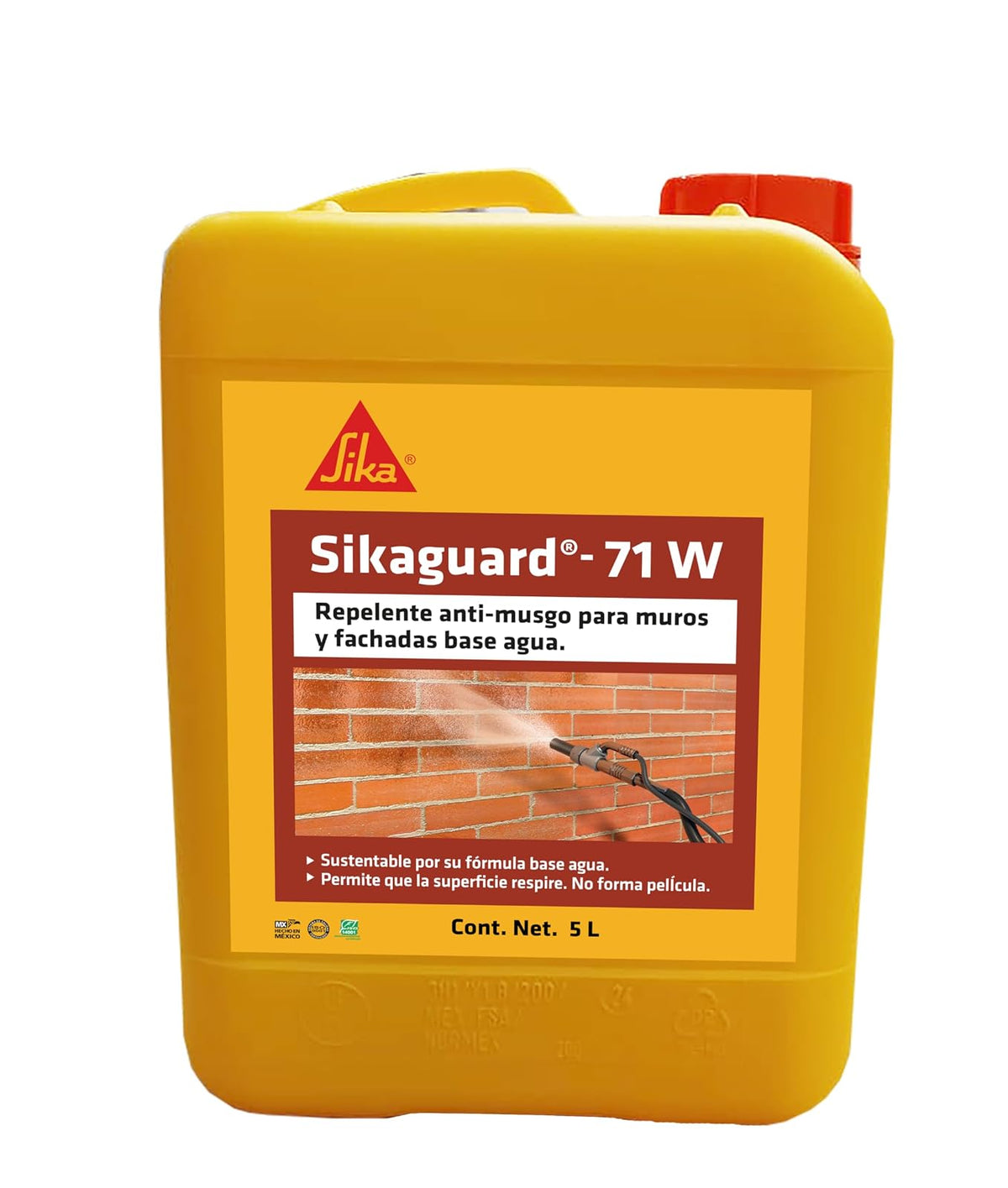 Sika - Repelente de Agua - Sikaguard 71W - Tratamiento Antimusgo para Fachadas - Líquido - Listo para Usar - Transparente - Bote 5 L