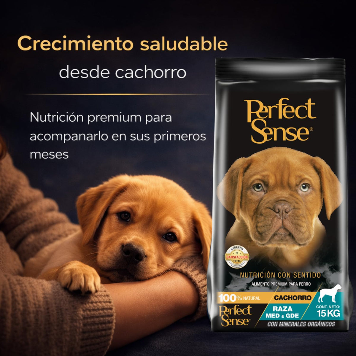 Perfect Sense Alimento Premium para Cachorros MLB | 15 kg | Ingredientes 100% Naturales con Prebióticos, Omega 3, YUCCA schidigera y Conservadores Naturales