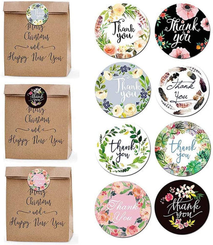 500 Pegatinas de Agradecimiento de 1 Pulgadas, 8 Diseños Florales de Etiquetas Adhesivas de Agradecimiento para Tarjetas de Felicitación, Calcomanías de Agradecimiento para Negocios, Redondas