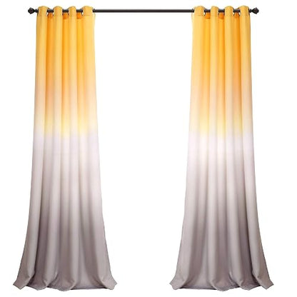Lush Decor Umber Fiesta Panel de Cortina para Ventana de oscurecimiento de habitación, 213 x 132 cm, Color Rosa y Gris, 0, Amarillo y Gris, 84" x 52", 1