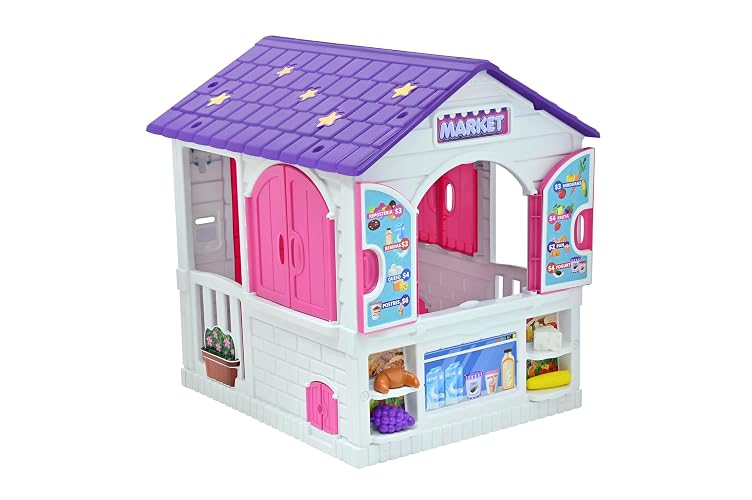 PRINSEL | Casita Infantil de Juegos | Casita y Supermercado para Niñas | Play House 2 en 1 | Rosa | De 2 a 6 Años, Espaciosa, Timbre con Luz y Sonido, Accesorios | Artículos para Niños