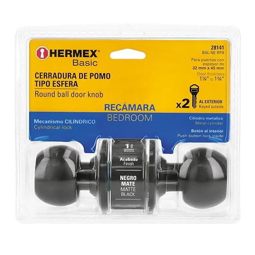 Hermex BAL-NE-RPB Cerradura esfera, cil recámara negro