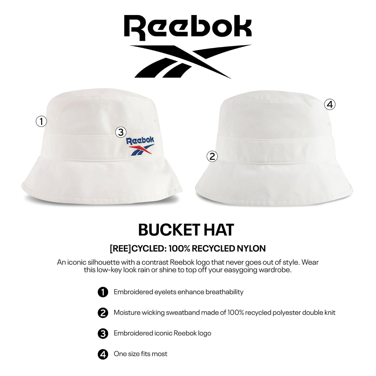 Reebok Sombrero (Bucket Hat) Sombrero para Unisex Adulto