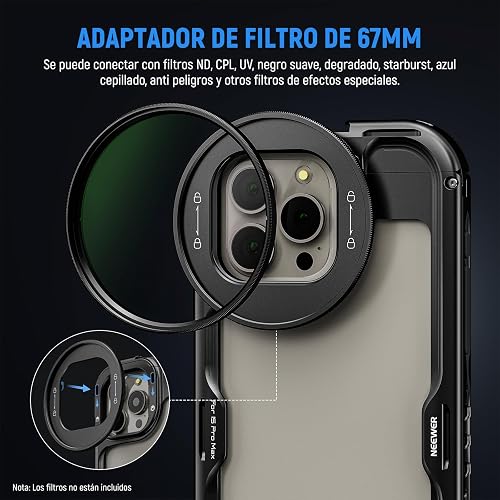 NEEWER 15 Pro MAX Cage [2nd Generación],Liberación Rápida Video Rig Estabilizador con 67mm Adaptador Filtro 17mm Placa Posterior Lente T Mount Lens Adaptador Compatible con Moment T Serie Lente,PA044