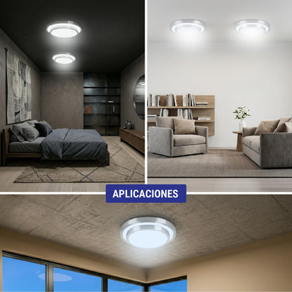 Volteck Basic PLA-704L, Luminario decorativo de LED 22 W de sobreponer tipo plafón metálico luz día