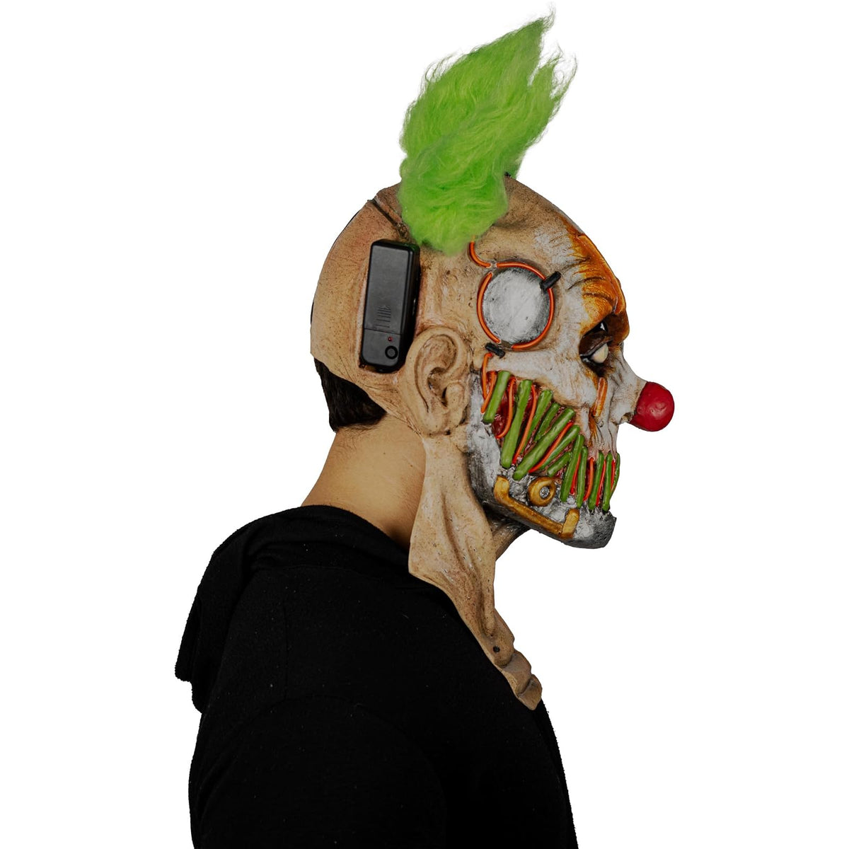 Ghoulish Productions Máscara De Látex Stiched Smile Clown, Accesorio Cosplay Green Payaso Sonriente, Disfraz Aterrador para Halloween y Fiestas Temáticas, Cosplay Ciberpunk Clown, Diseño Artesanal