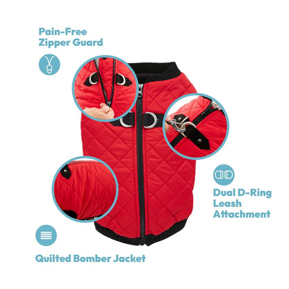 Gooby Chaleco de moda para perro, verde, pequeño, cálido chaleco con cremallera y correa de doble anillo en D, suéter para perro pequeño resistente al agua de invierno, ropa para perros pequeños, niños o perros medianos