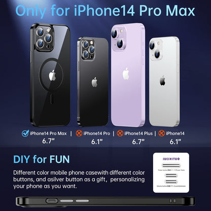 JUESHITUO Magnetic Slim Clear Case para iPhone 14 Pro MAX [no Amarillento] [Protección de Grado Militar] [No.1 imanes Fuertes] Compatible con iPhone 14 Pro MAX Protective Case 2022, Space Black