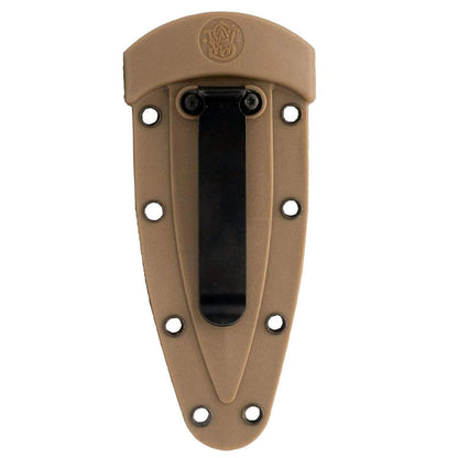 SMITH & WESSON FDE 6.2 Pulgadas de Alto Carbono SS Cuchillo para Botas con Hoja de un Solo Borde de 2.75 Pulgadas y Mango de Goma para Supervivencia al Aire Libre, Camping y EDC