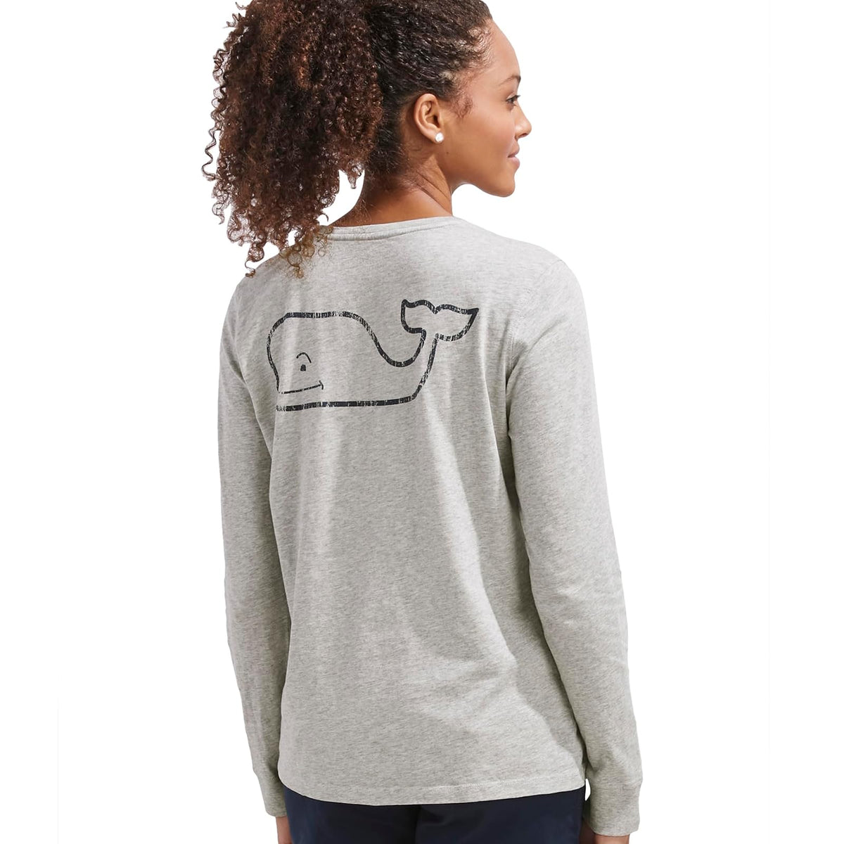 Vineyard Vines Camiseta de Manga Larga con Bolsillo de Ballena Vintage Camiseta para Mujer