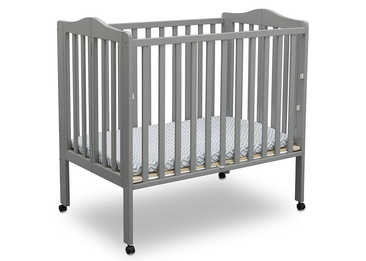 Delta Children Mini Cuna Portátil Plegable con Colchón - Gris
