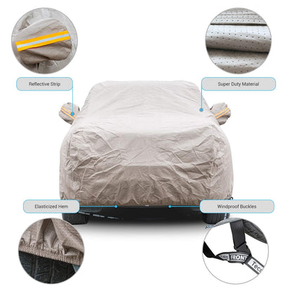 Tecoom Funda Gruesa de Carcasa súper Transpirable, Impermeable, a Prueba de Viento, Nieve, Sol, Lluvia, Rayos UV, para Exteriores, Todo Clima, para SUV, Ajuste para SUV de tamaño Completo de 206-215