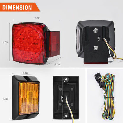 Nilight Luces LED Cuadradas para Remolque 12V IP68 Sumergibles con Funciones Combinadas